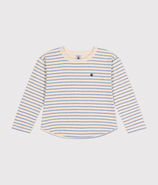 Boys' long-sleeved tube knit T-shirt AVALANCHE white/SKY CHINE