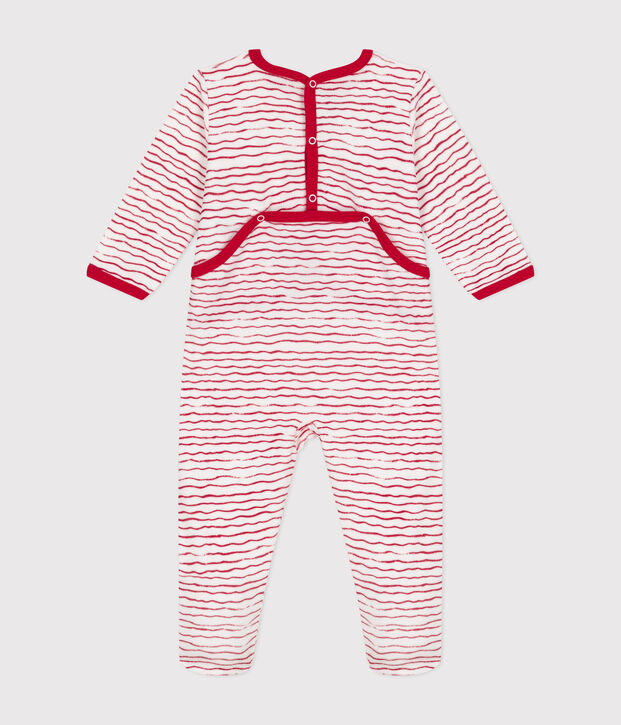 Babies' velour sleepsuit white/red