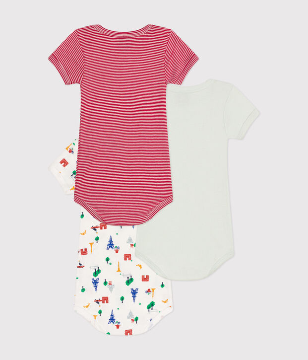 Babies' Paris Themed Short-Sleeved Cotton Bodysuits - 3-Pack multicolor