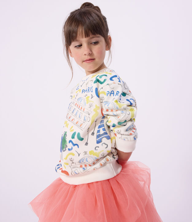 Children's printed cotton sweatshirt white/multicolor