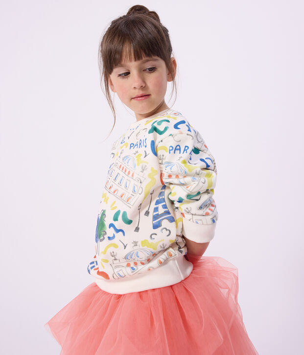 Children's printed cotton sweatshirt white/multicolor