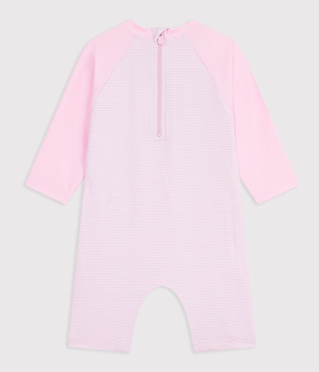 Babies' UV-protection swimming onesie pink/white