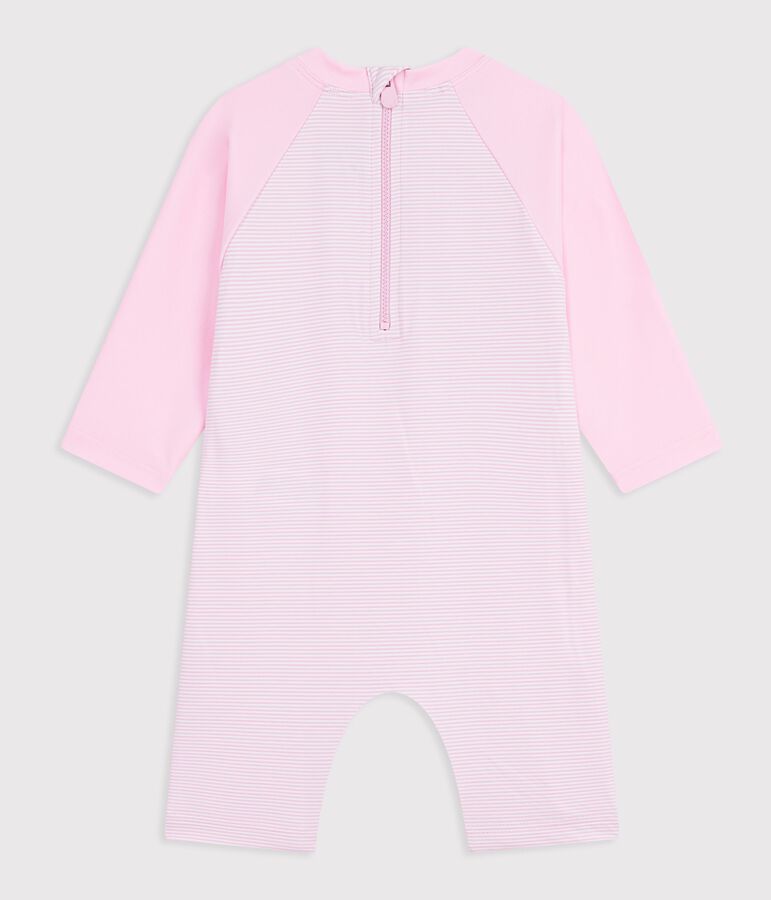 Babies' UV-protection swimming onesie pink/white