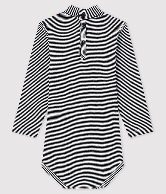 Baby's long-sleeved roll-neck bodysuit SMOKING blue/MARSHMALLOW white