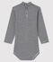 Baby's long-sleeved roll-neck bodysuit SMOKING blue/MARSHMALLOW white