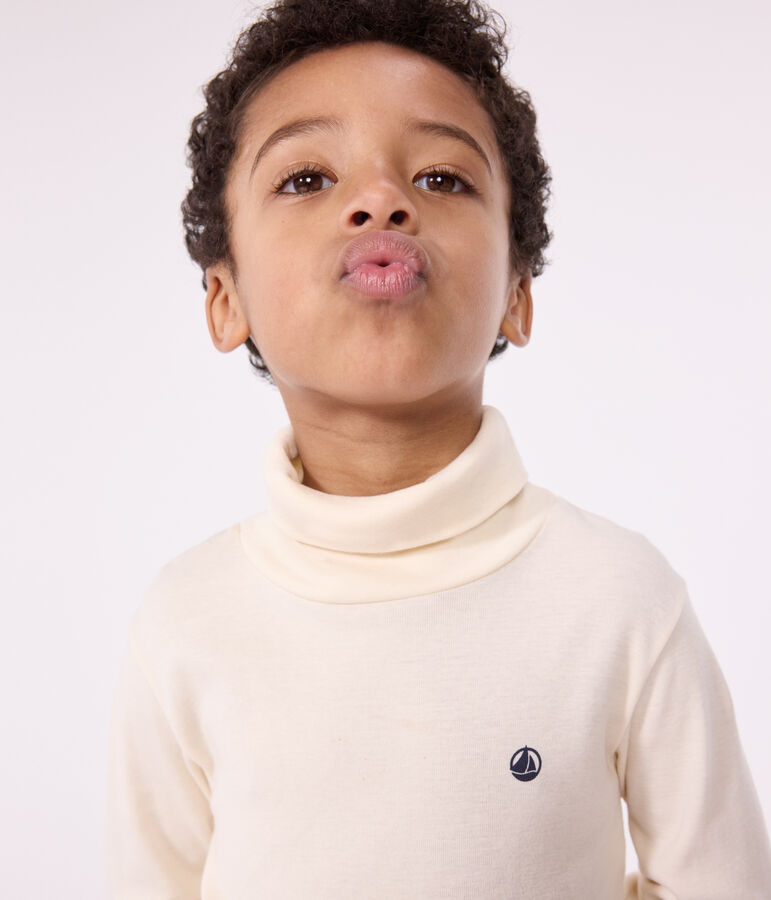 Children's Unisex Cotton Polo Neck Ecru