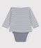 Babies' Organic Cotton Striped Bodysuit MARSHMALLOW white/SMOKING blue
