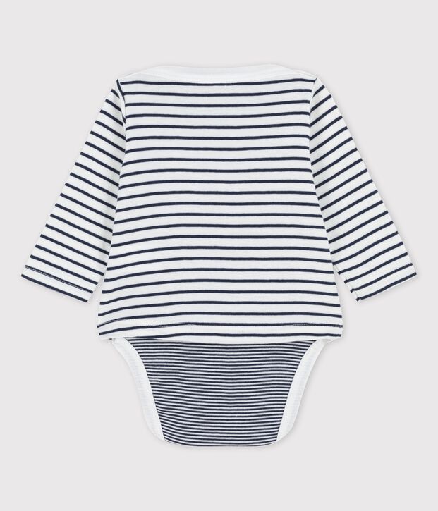 Babies' Organic Cotton Striped Bodysuit white/blue