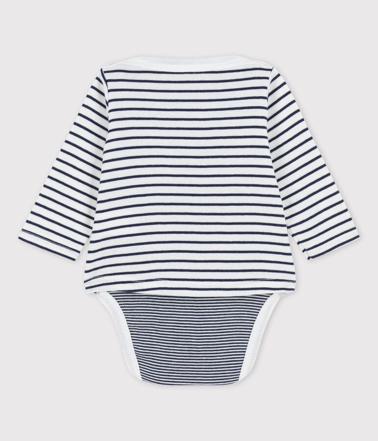 Babies' Organic Cotton Striped Bodysuit white/blue