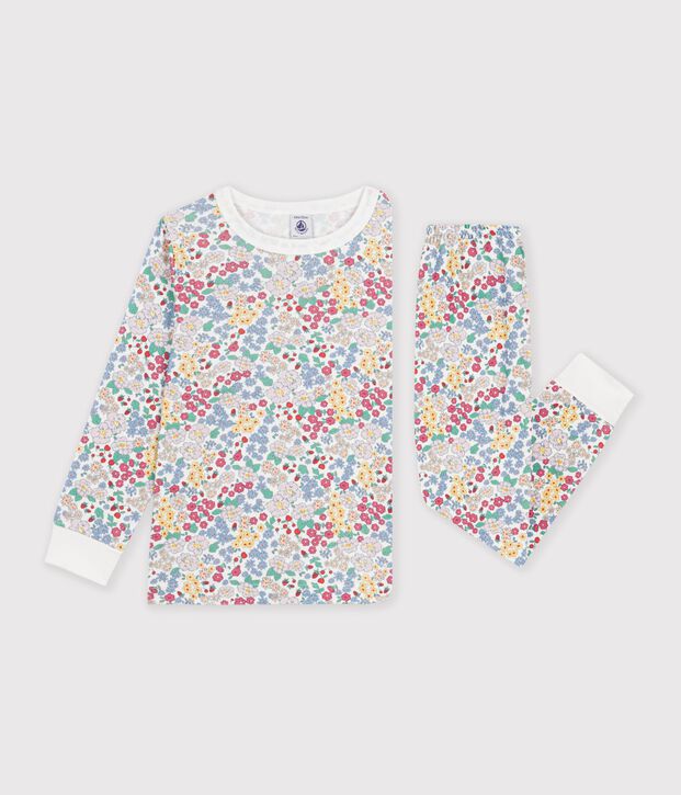 Children's floral cotton pyjamas white/multicolor