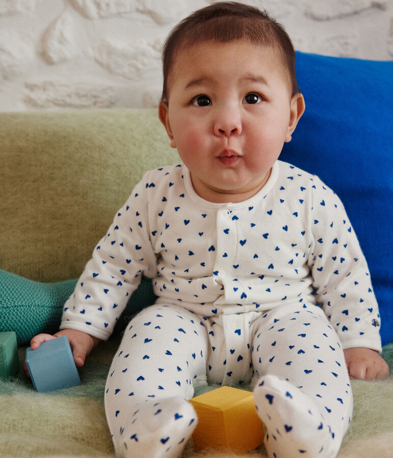 Heart Patterned Tube Knit Bodyjama white/blue