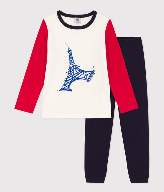 Children's Unisex Cotton Eiffel Tower Pyjamas SMOKING blue/MULTICO white