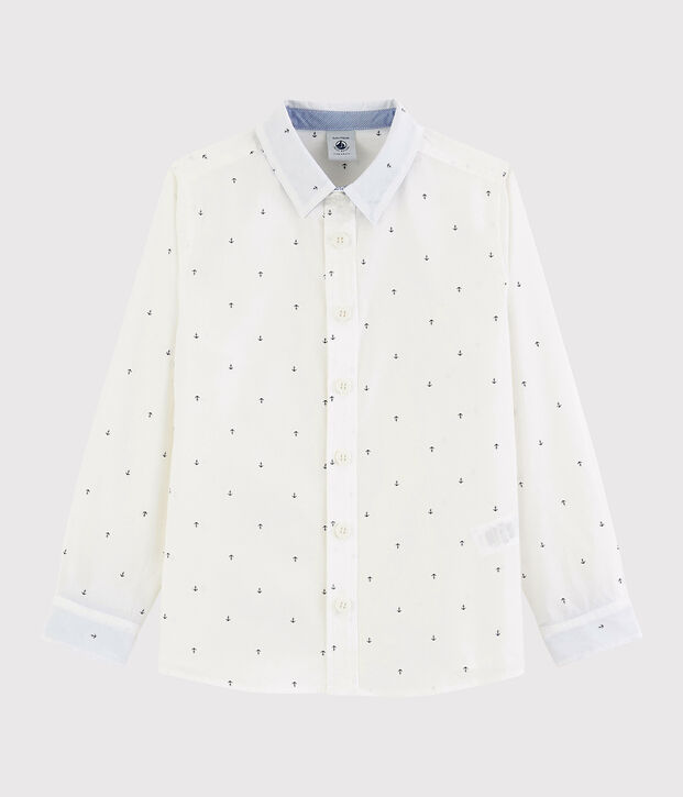 Boys' Long-Sleeved Poplin Shirt white/blue