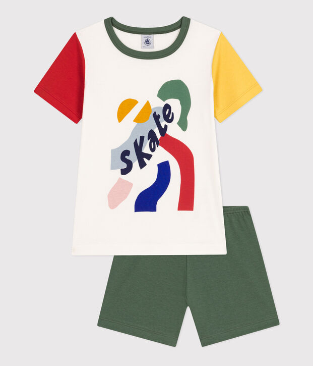 Children's Plain Short Cotton Pyjamas white/multicolor