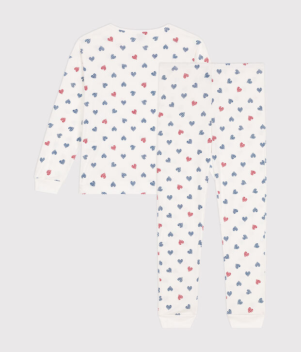 Women's cotton heart print pyjamas white/multicolor
