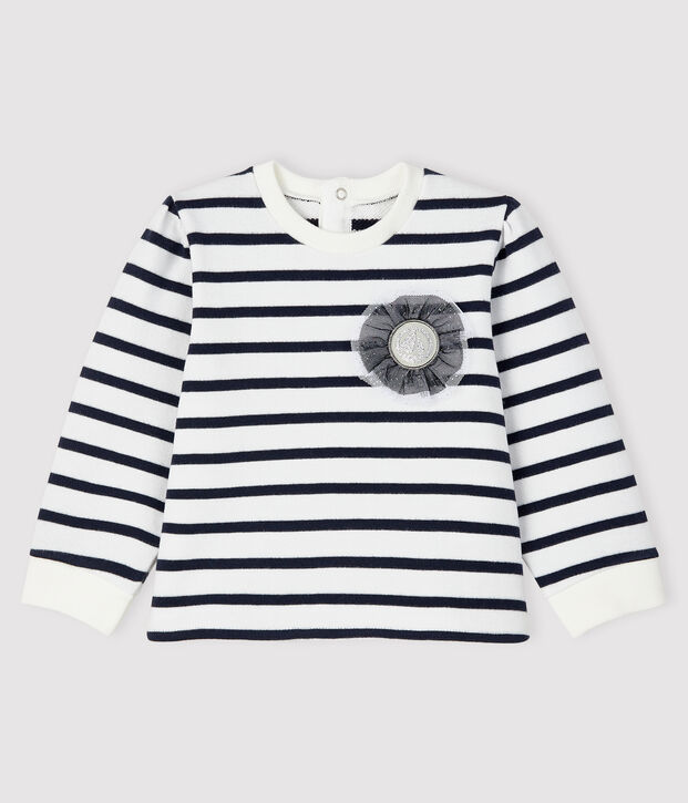 Baby girl's iconic sweatshirt white/blue