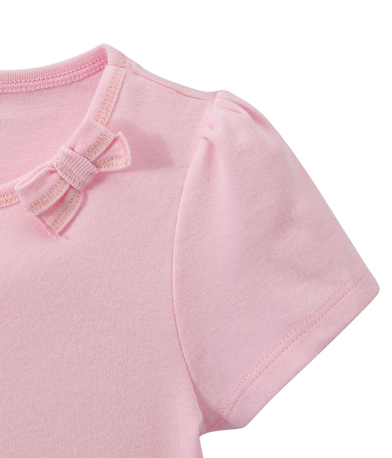 Girl's T-shirt with a little bow pink