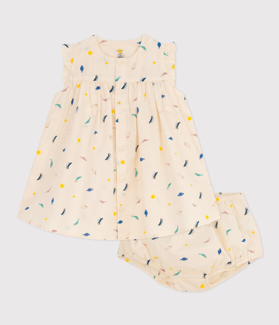 Babies' Patterned Poplin Dress and Bloomers AVALANCHE white/MULTICO