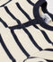 Babies' Striped Ribbed Short-Sleeved Bodysuit AVALANCHE white/SMOKING blue