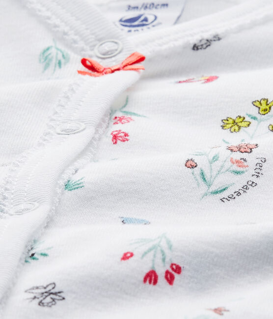Baby girl's print sleepsuit ECUME white/MULTICO white