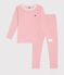 Children's snug-fitting stripy cotton pyjamas GRETEL pink/MARSHMALLOW white