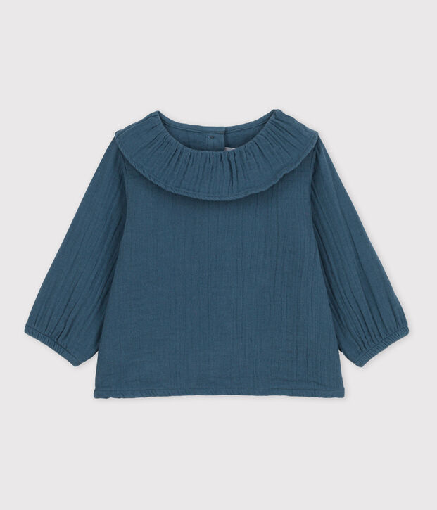 Babies' Long-Sleeved Cotton Gauze Blouse grey