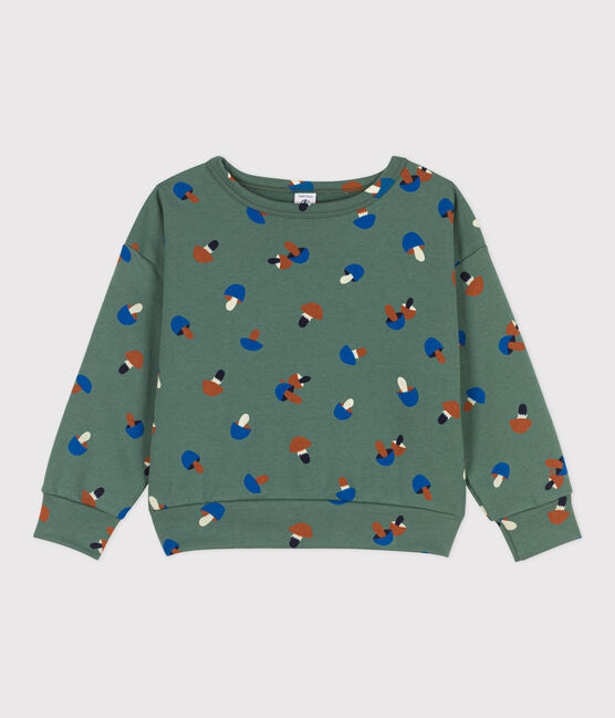 Boys' Printed Fleece Sweatshirt VALLEE green/MULTICO ecru