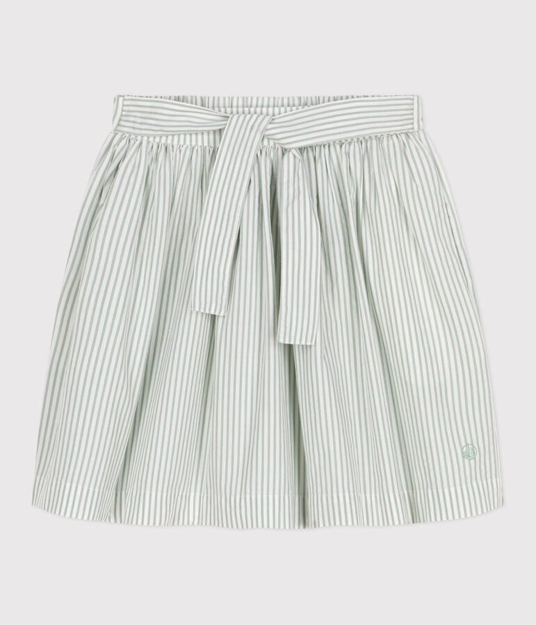 Children's stripy cotton skirt green/white