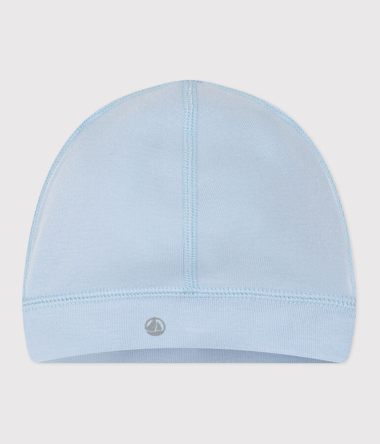 Babies' plain cotton hat blue