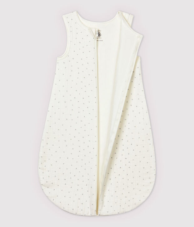 Babies' Starry White Organic Cotton Easy-Care Sleeping Bag white/grey
