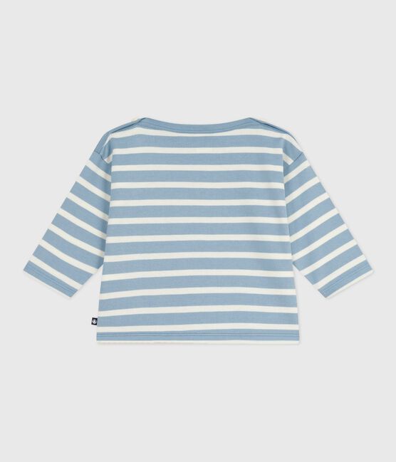 Babies' cotton Breton top ADRIATIC blue/MILK