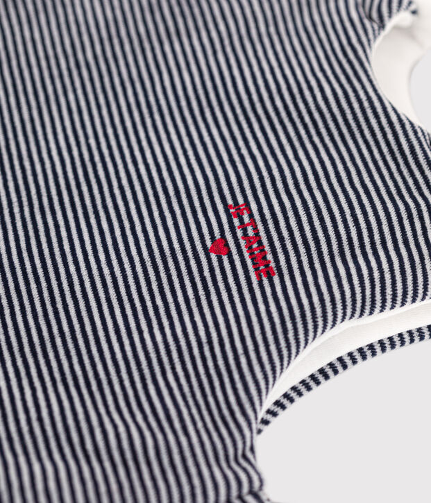 Babies' TOG 2.5 velour sleeping bag blue/white