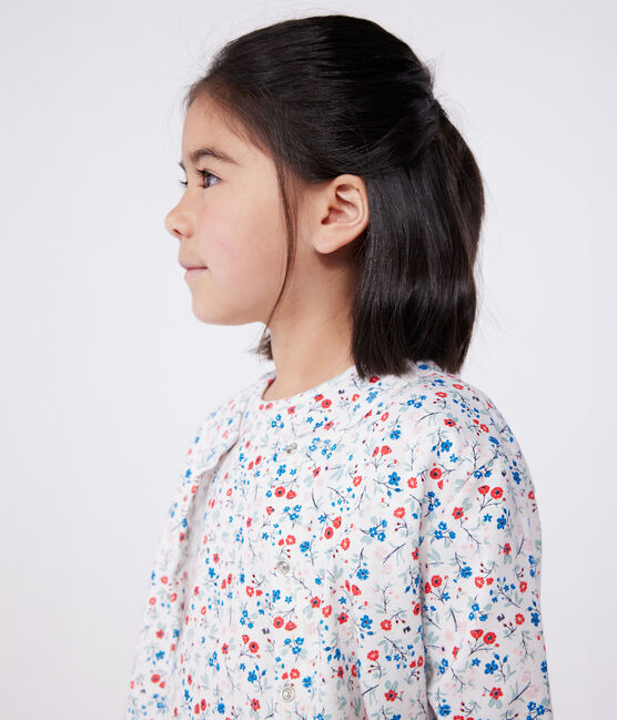 Children's floral cotton cardigan MARSHMALLOW white/MULTICO white