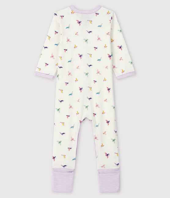 Baby Girls' Ribbed Sleepsuit with Detachable Feet MARSHMALLOW white/MULTICO white