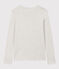 Women's plain rib knit long-sleeved Iconic T-shirt BELUGA CHINE grey