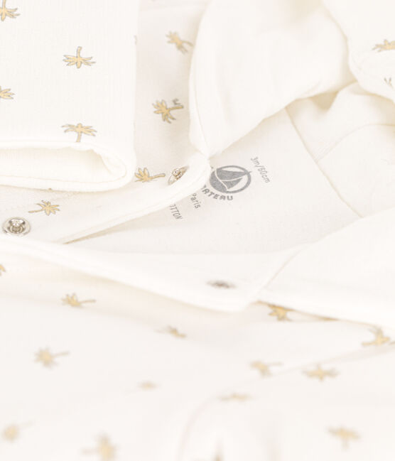 Babies' Quilted Cotton Hooded Jumpsuit MARSHMALLOW white/MULTICO white