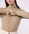 Women's plain cotton rollneck beige