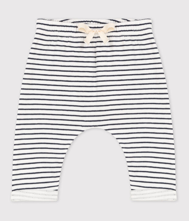 Babies' Sailor Striped Cotton Tube Knit Trousers white/blue