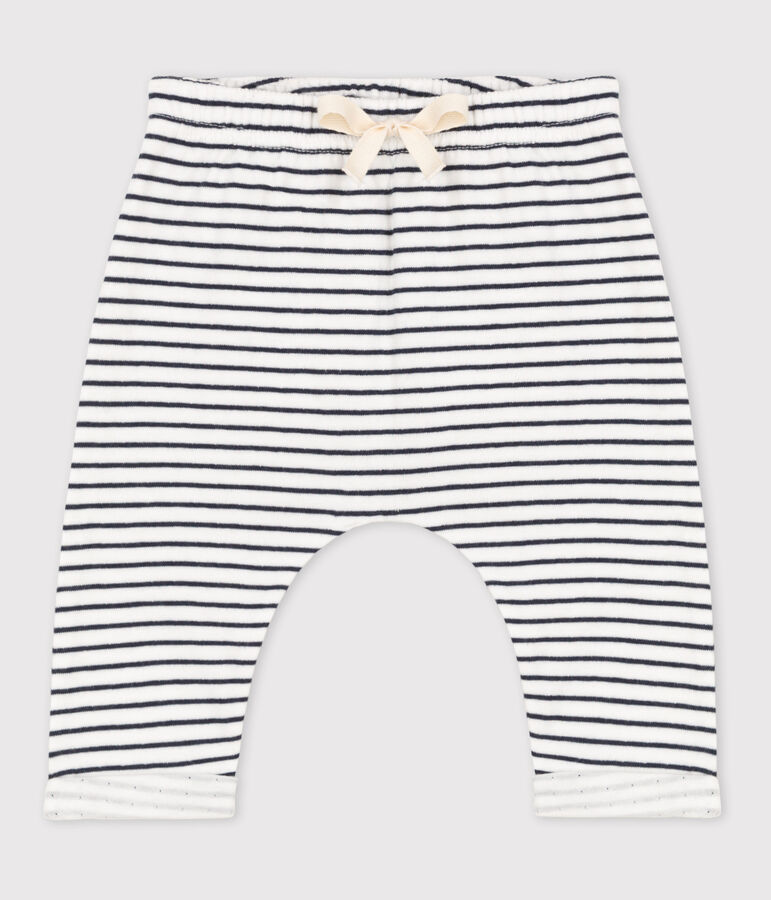 Babies' Sailor Striped Cotton Tube Knit Trousers white/blue