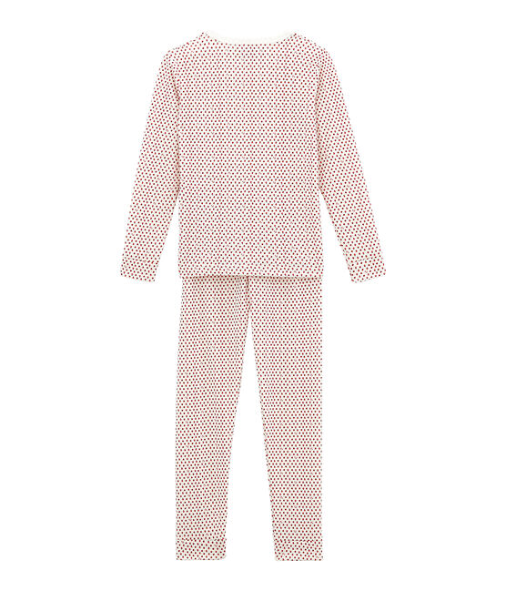 Little girl's fitted pyjamas. MARSHMALLOW white/MULTICO white