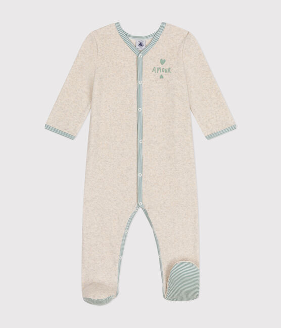 Babies' Velour Pyjamas MONTELIMAR CHINE beige