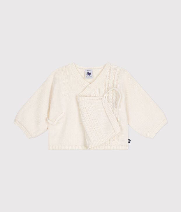 Babies' wool and cotton cardigan white
