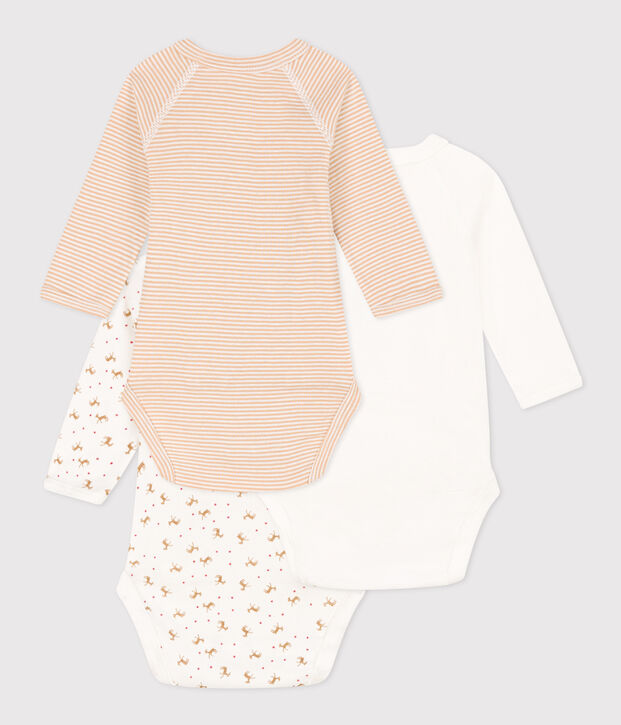 BABIES' LONG-SLEEVED COTTON BODYSUITS - 3-PACK multicolor