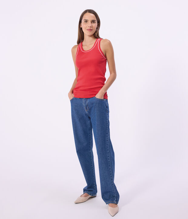 Women's plain cotton tank top red