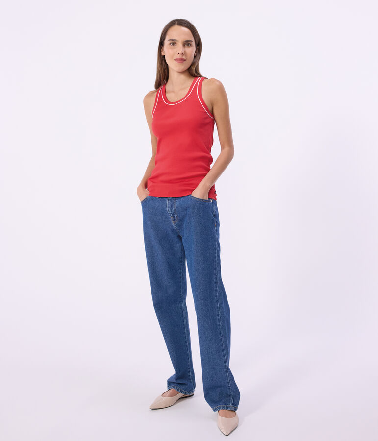 Women's plain cotton tank top red