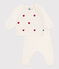 Babies' two-piece knitted outfit with embroidered hearts MARSHMALLOW red/POMPEI