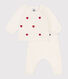 Babies' two-piece knitted outfit with embroidered hearts