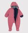 Babies' plain polyester snowsuit pink