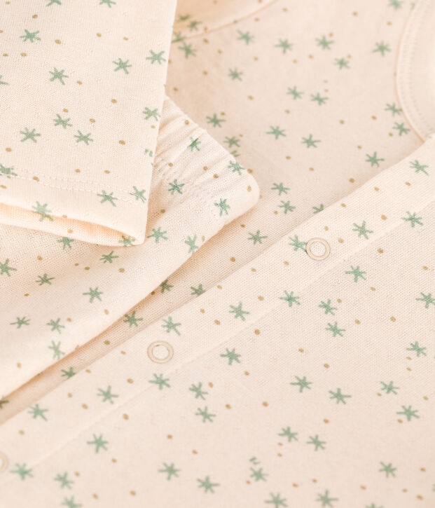 Babies' two-piece cotton outfit Ecru/multicolor