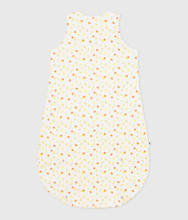 Babies' 0.5 TOG cotton sleeping bag printed with little fruits white/multicolor
